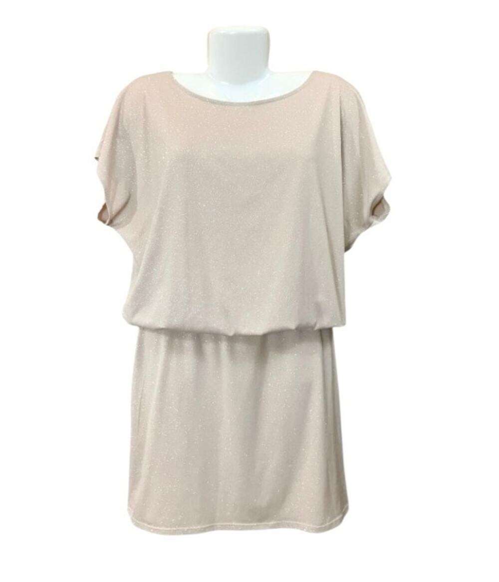 Blu Sage Women's Shimmering Nude Blouson Dolman Sleeve Mini Dress Feminine SZ M